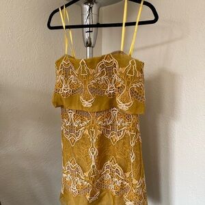 BCBGMaxAzria Yellow Embroidered dress